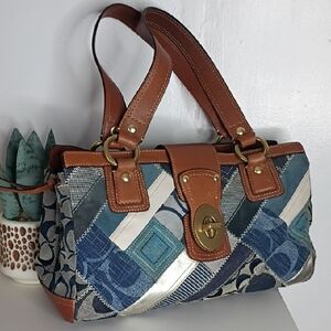 Vintage Coach Denim Patchwork Satchel 12216 - Rare Y2K Style